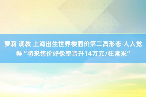 萝莉 调教 上海出生世界楼面价第二高形态 人人觉得“将来售价好像率晋升14万元/往常米”