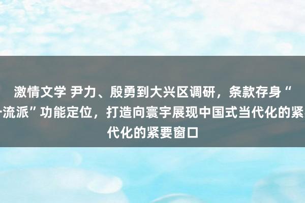 激情文学 尹力、殷勇到大兴区调研，条款存身“三区一流派”功能定位，打造向寰宇展现中国式当代化的紧要窗口