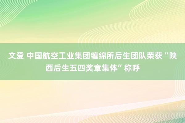 文爱 中国航空工业集团缠绵所后生团队荣获“陕西后生五四奖章集体”称呼