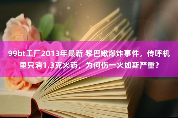 99bt工厂2013年最新 黎巴嫩爆炸事件，传呼机里只消1.3克火药，为何伤一火如斯严重？