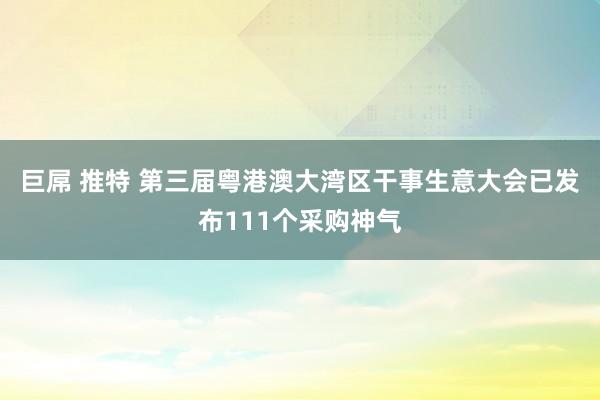 巨屌 推特 第三届粤港澳大湾区干事生意大会已发布111个采购神气