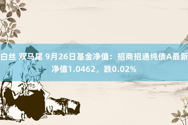 白丝 双马尾 9月26日基金净值：招商招通纯债A最新净值1.0462，跌0.02%