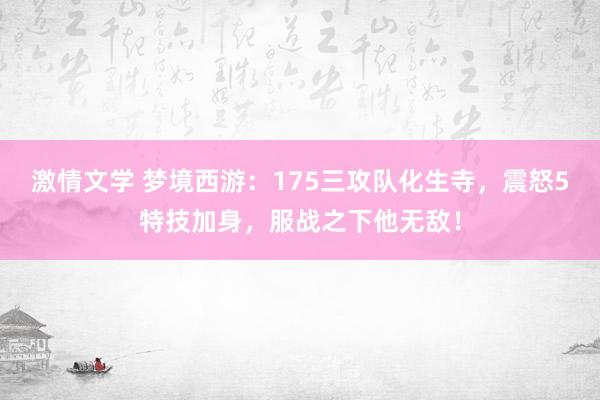 激情文学 梦境西游：175三攻队化生寺，震怒5特技加身，服战之下他无敌！