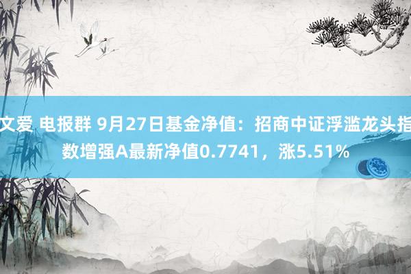 文爱 电报群 9月27日基金净值：招商中证浮滥龙头指数增强A最新净值0.7741，涨5.51%