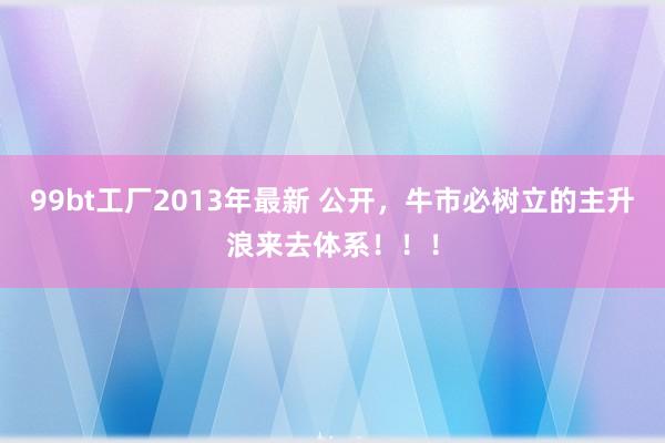 99bt工厂2013年最新 公开，牛市必树立的主升浪来去体系！！！