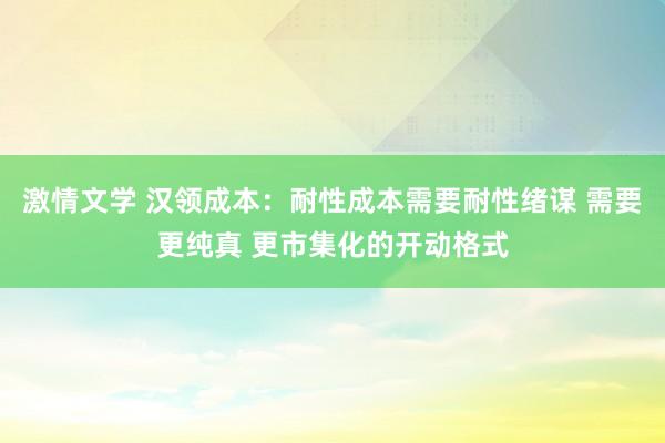 激情文学 汉领成本：耐性成本需要耐性绪谋 需要更纯真 更市集化的开动格式