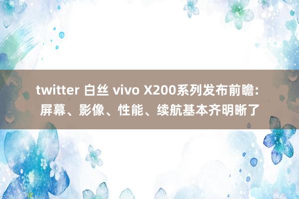 twitter 白丝 vivo X200系列发布前瞻: 屏幕、影像、性能、续航基本齐明晰了