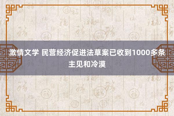 激情文学 民营经济促进法草案已收到1000多条主见和冷漠