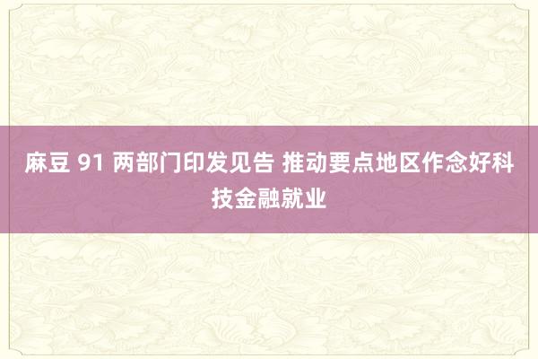 麻豆 91 两部门印发见告 推动要点地区作念好科技金融就业