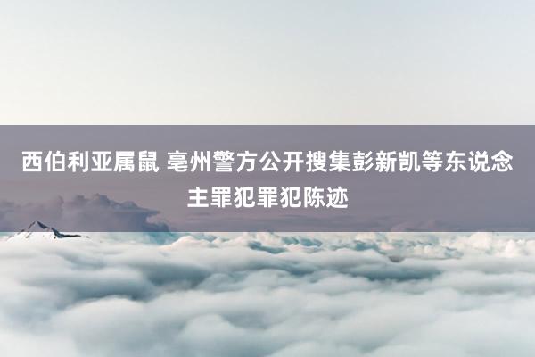 西伯利亚属鼠 亳州警方公开搜集彭新凯等东说念主罪犯罪犯陈迹