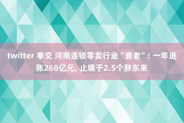 twitter 拳交 河南连锁零卖行业“衰老”: 一年进账268亿元， 止境于2.5个胖东来