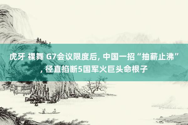 虎牙 裸舞 G7会议限度后， 中国一招“抽薪止沸”， 径直掐断5国军火巨头命根子