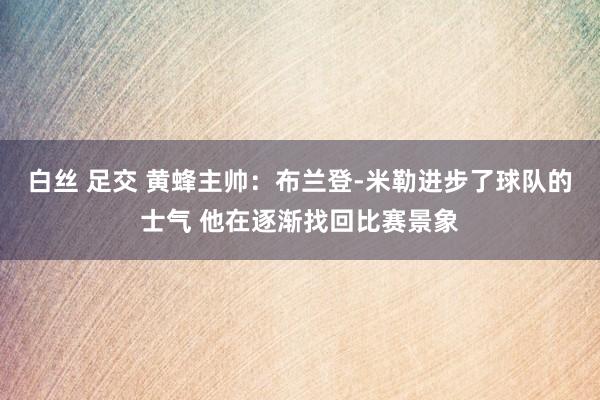 白丝 足交 黄蜂主帅：布兰登-米勒进步了球队的士气 他在逐渐找回比赛景象