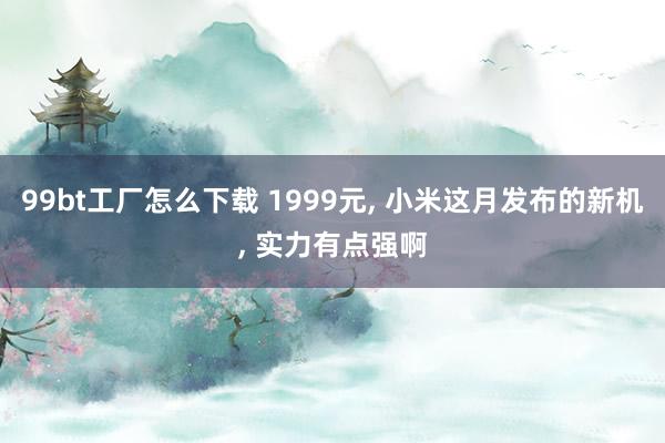 99bt工厂怎么下载 1999元， 小米这月发布的新机， 实力有点强啊