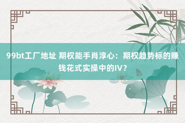 99bt工厂地址 期权能手肖淳心：期权趋势标的赚钱花式实操中的IV？