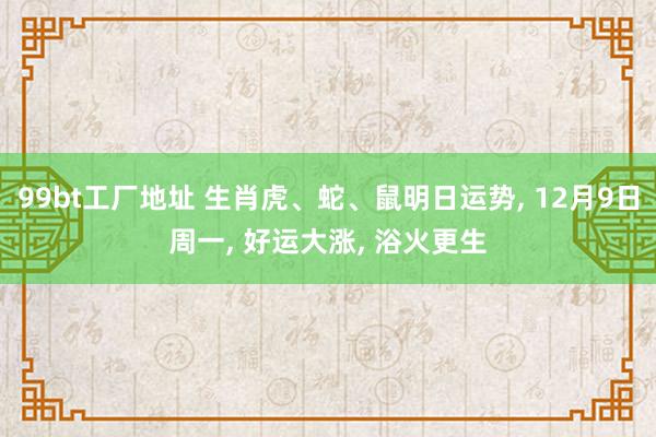 99bt工厂地址 生肖虎、蛇、鼠明日运势， 12月9日周一， 好运大涨， 浴火更生