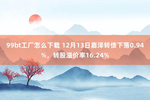 99bt工厂怎么下载 12月13日嘉泽转债下落0.94%，转股溢价率16.24%