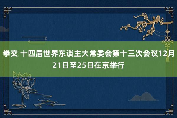 拳交 十四届世界东谈主大常委会第十三次会议12月21日至25日在京举行