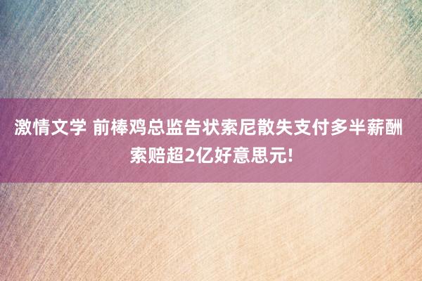 激情文学 前棒鸡总监告状索尼散失支付多半薪酬 索赔超2亿好意思元!