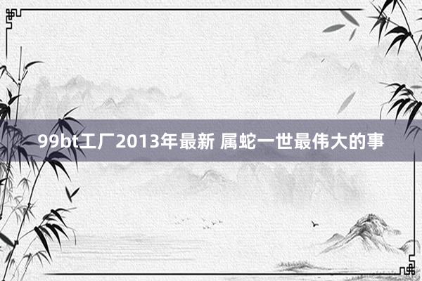 99bt工厂2013年最新 属蛇一世最伟大的事