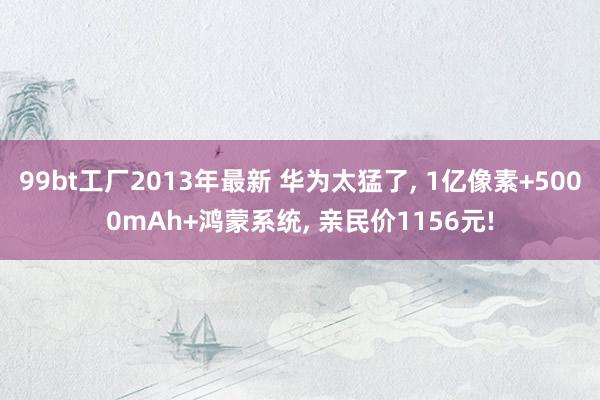 99bt工厂2013年最新 华为太猛了， 1亿像素+5000mAh+鸿蒙系统， 亲民价1156元!