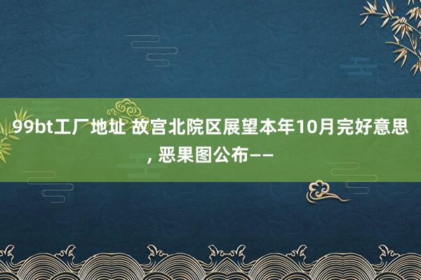 99bt工厂地址 故宫北院区展望本年10月完好意思， 恶果图公布——