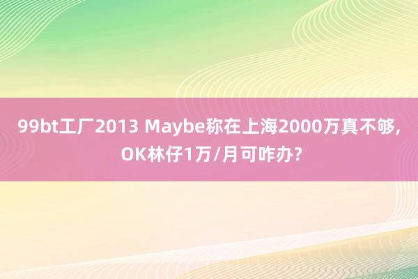 99bt工厂2013 Maybe称在上海2000万真不够， OK林仔1万/月可咋办?