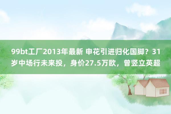 99bt工厂2013年最新 申花引进归化国脚？31岁中场行未来投，身价27.5万欧，曾竖立英超