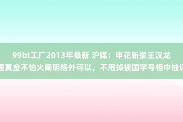 99bt工厂2013年最新 沪媒：申花新援王汉龙锤真金不怕火阐明格外可以，不甩掉被国字号相中抽调