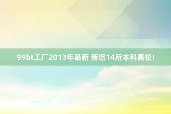 99bt工厂2013年最新 新增14所本科高校!