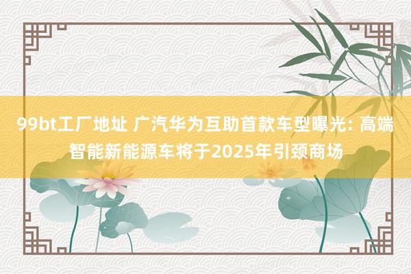 99bt工厂地址 广汽华为互助首款车型曝光: 高端智能新能源车将于2025年引颈商场